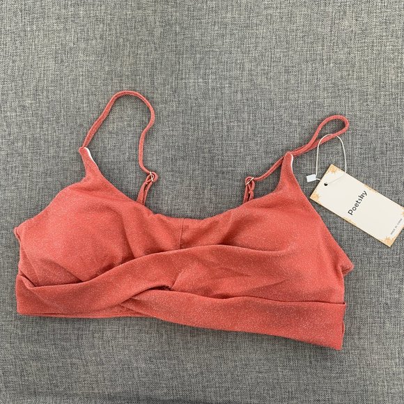 Brand New Poetsky Sparkle Bikini Top Spaghetti Adjustable Straps Large 7115